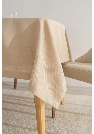 Nora Bej Zarf Köşe Masa Örtüsü 150x220 Cm Bej