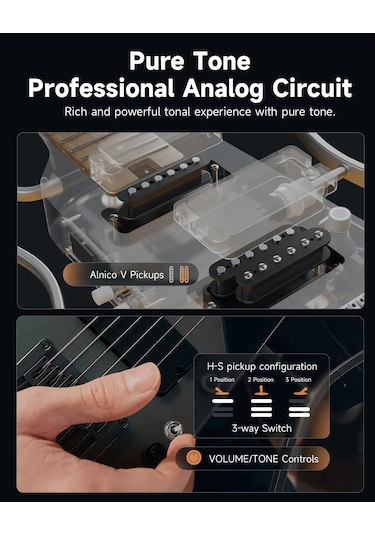 Donner Hush X Pro Elektro Gitar Midnight Glow