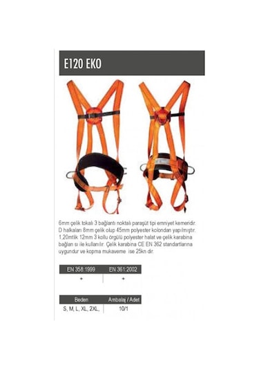 Eks E -120- Ee Ekonumik Paraşüt Tip Emniyet Kemeri X 5 Adet