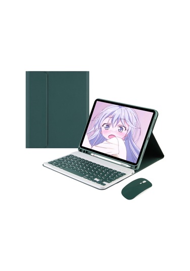 Teltree İpad Uyumlu Pro 11" 2021 Ve Mini 1-5 İçin Siyah Yeşil Kablosuz Bluetooth Klavye+fare+koruyucu Kılıf - Dayanıklı, Kompakt, Çift Modlu