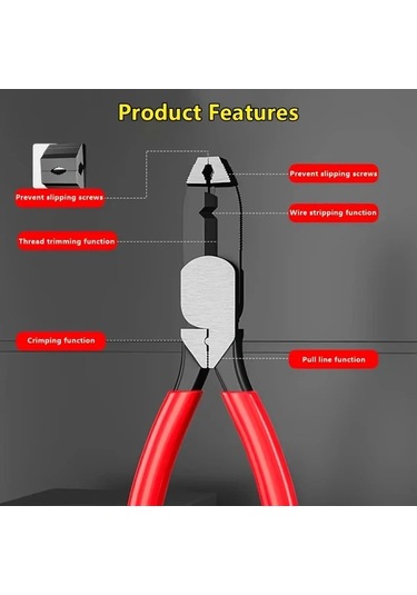 Willowhaven Kırmızı Çok Amaçlı Pense: Pas Sökme, Kaymaz Vidalama, Tel Kesme Ve Sıyırma, İnşaat Ve Tamir