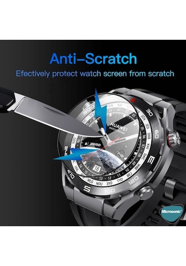 Microsonic Huawei Watch Ultimate Tam Kaplayan Nano Cam Ekran Koruyucu Siyah