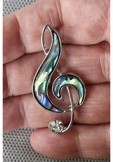 Abalon Shell Sol Anahtarı Sedef Broş Br10-1 Çok Renkli