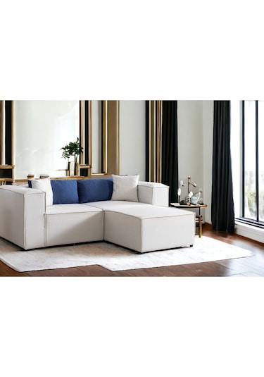 Nova 3 Modül Modüler L Köşe Koltuk Takımı Beyaz