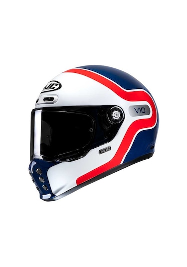 HJC V10 Grape MC21 Kapalı Motosiklet Kaskı Beyaz - Kırmızı - Mavi