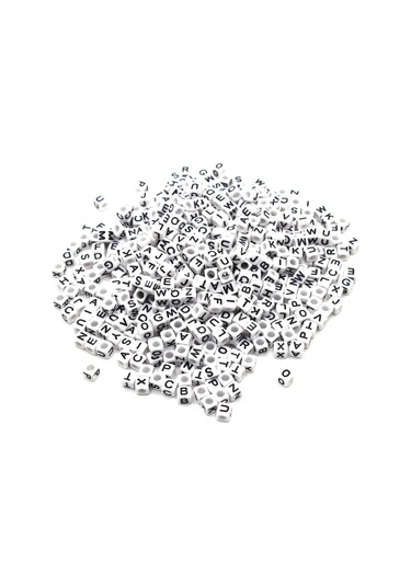 Harf Boncuk Akrilik Küp Beyaz 6 Mm 250 Gr