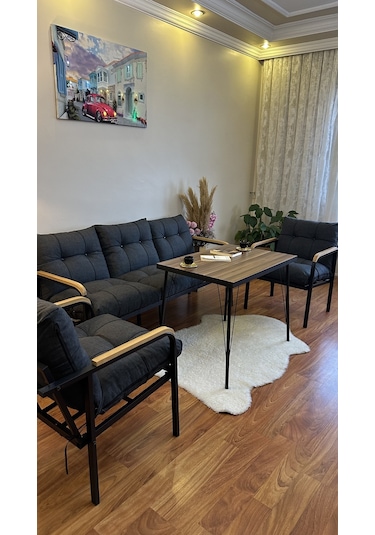 Modern Style Home Modern Sarıyer Balkon, Bahçe, Cafe - Metal Kanepe Koltuk Takımı - 3+1+1+masa Antrasit Modernk026 Antrasit