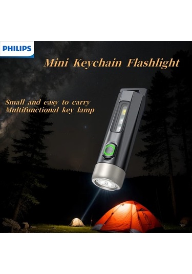 Brightnova Black Phılıps Parlak Işık Mini El Feneri Taşınabilir Type-c Şarj Gece Seyahat Mor Işık Altın