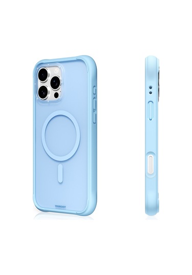 İphone 16 Pro Uyumlu Kılıf M-safe Şarj Özellikli Youngkit Macaroon Serisi Kapak Mavi