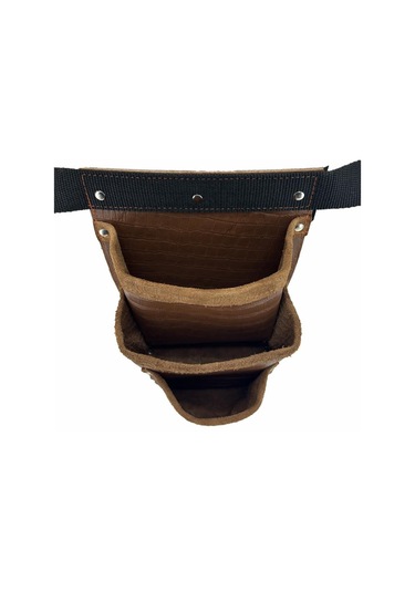 Hakiki Deri Kroko Cepli Tekniker Çivi Önlüğü Bel Çantası Taba