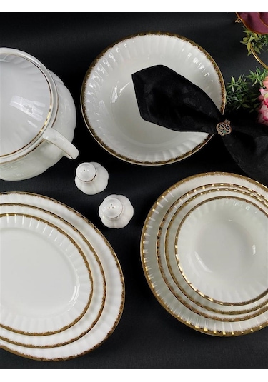 Monno English Bone Oro Gold 59 Parça 12 Kişilik Yemek Takımı