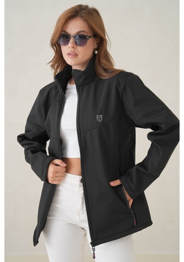 Su Ve Rüzgar Geçirmez İçi Polarlı Kadın Softjel Mont Siyah