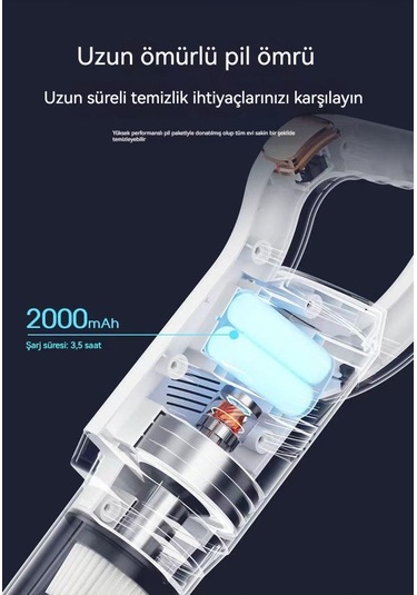 Ikkb Yeni Ev Akülü El Büyük Emişli Küçük Akar Sökücü Silme Ve Emişli İkisi Bir Arada Elektrikli Süpürge Beyaz