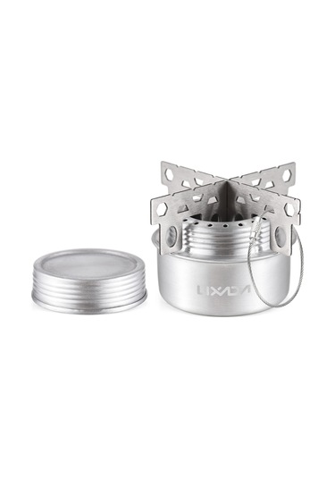 Moveevo Lıxada Ultra Hafif Alüminyum Alkol Ocağı Seti: Çapraz Ayak, Yangın Söndürücü Kapağı Ve Rüzgar Engelleyici - Kamp, Piknik, Yürüyüş İçin Uygun Gümüş