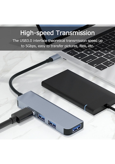 Mufunye 4'lü Usb Hub: 1 Adet Usb 3.0 5gbps + 3 Adet Usb 2.0, Hızlı Veri Transferi, Çoklu Cihaz Bağlantısı
