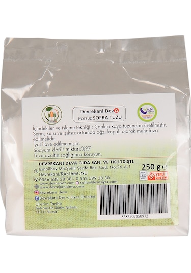 Devrekani Deva Gıda İyotsuz Sofra Tuzu 250 G