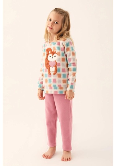 Arnetta 2651 Garson Polar Krem Kız Çocuk Uzun Kol Pijama Takım Krem