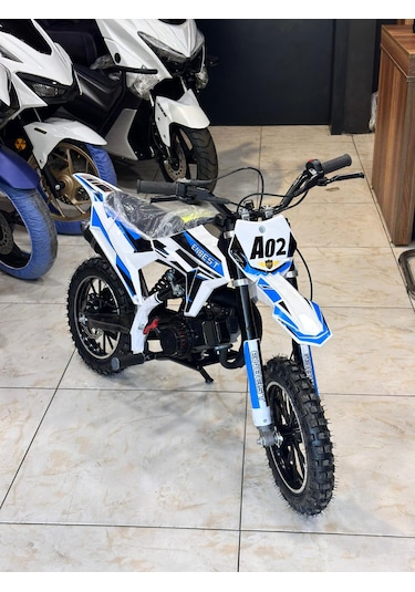 Enbest Benzınlı Çocuk Cros Motoru Hidrolik Frenler 7-17 Yaş Mavi