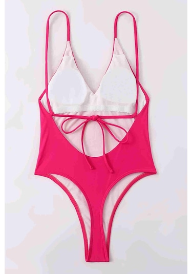 Angelsin V Yaka Sırt Dekolteli Brazilian Kesim Mayo Pembe 001