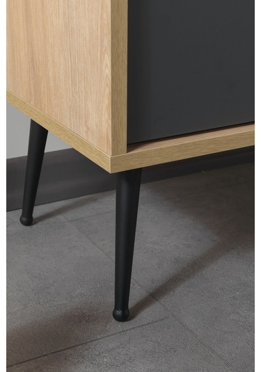 3109 Şile Metal Ayaklı Metal Kulplu 100 Cm Tv Ünitesi - Antrasit Safir Antrasit - Beyaz