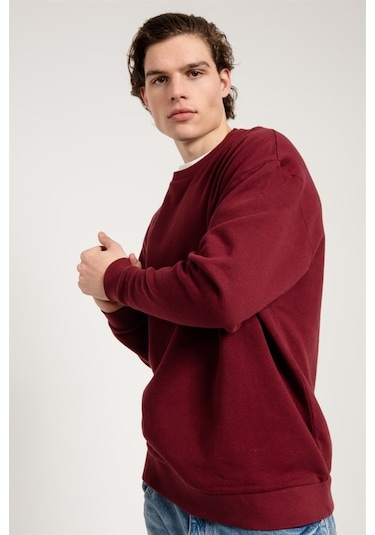 Jahr Marc Oversize Asit Yıkamalı Bordo Erkek Sweatshirt Bordo
