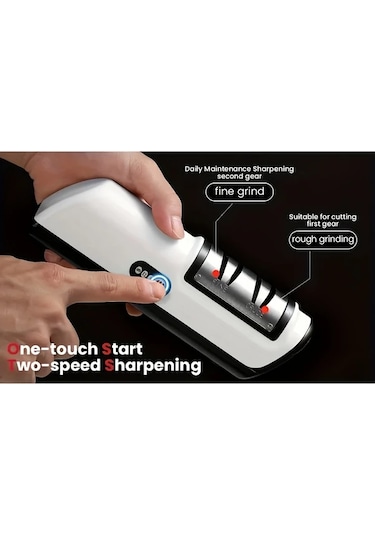 Elmpaly Beyaz 2 Hızlı Usb Şarjlı Taşınabilir Bıçak Bileyici