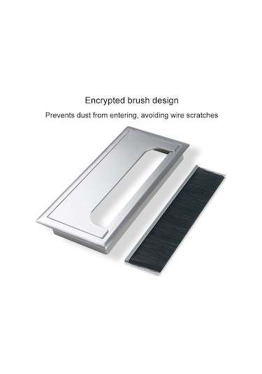 Sones Abs Masa Dikdörtgen Kablo Deliği Kapağı Çıkış Portu Fırçalı Pc Masası Kablo Düzenleyici, Boyut: 80x160mm Siyah