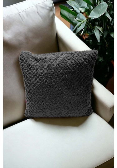 Bohem Dekoratif Yastık Kılıfı Kırlent Kılıfı 43x43 Cm Antrasit Otantik Gri