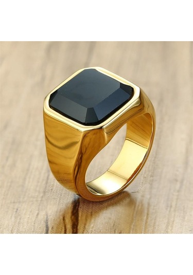 Paslanmaz Çelik Dolgulu Akik Erkek Yüzüğü Erkek Hakimiyetçi Takı Arı Altın