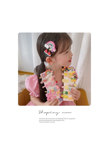 Samdoo Kız Çocukları İçin 10 Adet Renkli Bitki Desenli Saç Klipsi - Günlük Ve Özel Etkinlikler İçin Yumuşak Tutucu Resin Plastik Aksesuar