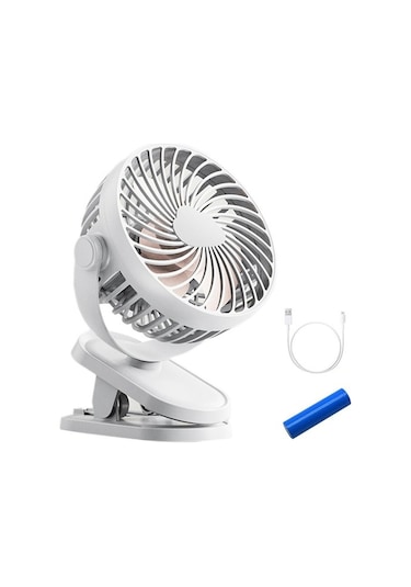 Hainan Shenda Klipsli Ultra Sessiz Mini Usb Fan - Mavi 2387 Beyaz