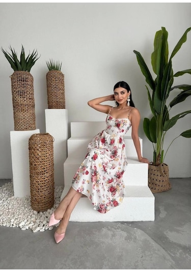 Venota Midi Elbise Beyaz