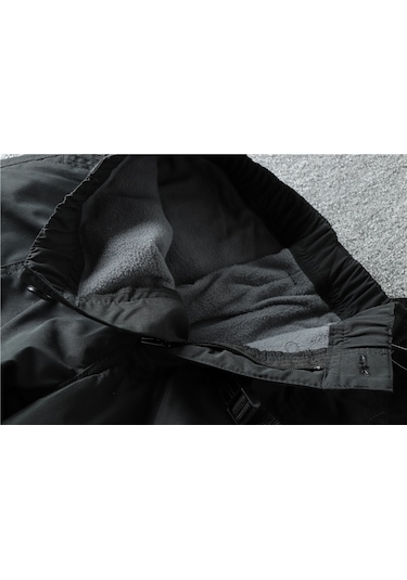 Snapbuy Su Ve Rüzgar Geçirmez,, İçi Polarlı, Çok Cepli Erkek Kışlık Outdoor Pantolon Siyah
