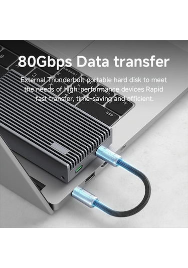 Honeybeeshop Hagibis Gri Usb4 Veri Kablosu Anahtarlik Askisi Usb C Usb C Sarj 80gbps 15cm