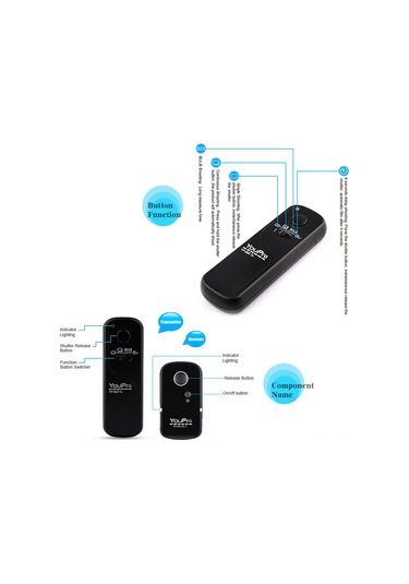 Xindoker Youpro Yp-860 E3 Kablosuz Kamera Deklanşörü, 100m Menzil, Canon, Pentax, Samsung, Contax Uyumlu