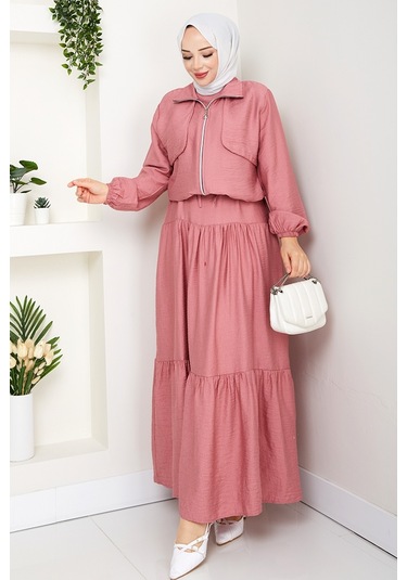 Milda Ceket Elbise İkili Takım 1579 - Gül Kurusu Gülkurusu