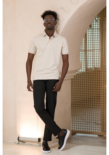 Paul Martin Örme Polo Yaka Regular Fit Pamuklu Ve Likralı T-shirt krem