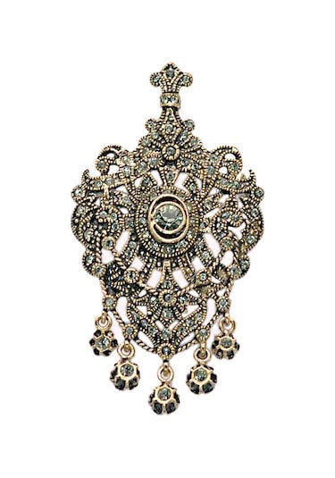 Armoni Madalyon Swarovski Taşlı Elmas Montür Yaka İğnesi Broş