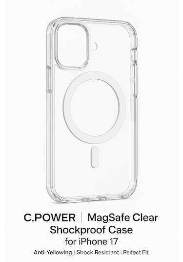 C.power Magsafe Şeffaf Sert Kılıf İphone 17 , 17 Air , 17 Pro, 17 Pro Max Uyumlu, Darbeye Dayanıklı Pc Malzeme Şeffaf
