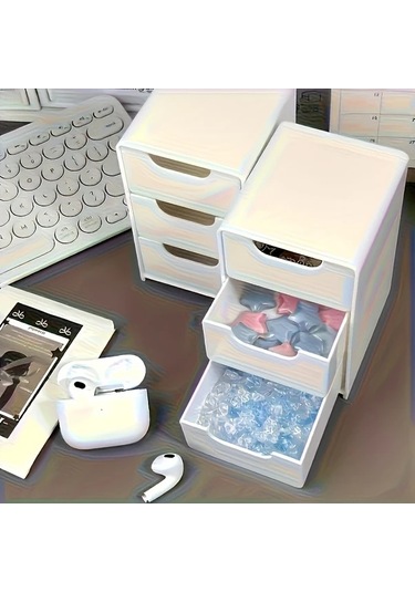 Willowhaven 3 Çekmeceli Organizatör - Dayanıklı Plastik, Ev Ofis Komodin Makyaj Depolama Beyaz Tepsili beyaz