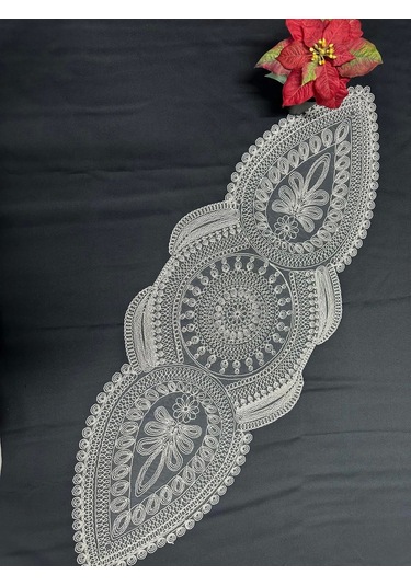 Nivemeshome Ekru İşlemeli Runner Ekru