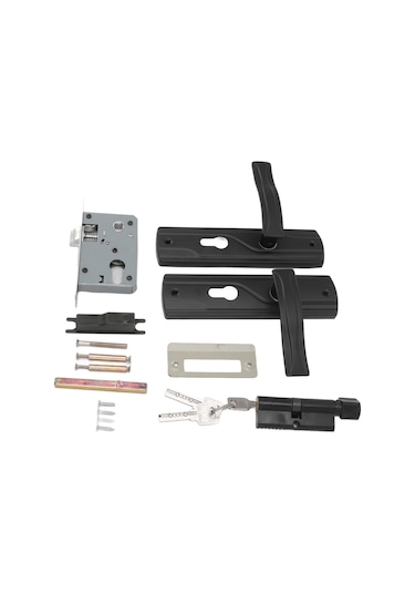 Vkemall Ev İç Kapısı Kilidi Seti - Sessiz Mangan Çelik Kollu, Ev Odaları/ofisler İçin Evrensel Siyah Kilit 3.5-5cm Kalınlık Uyumlu