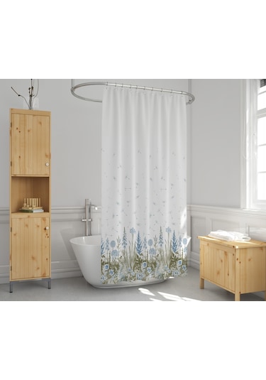 Kır Desenli Banyo Perdesi Çift Kanat 120x200 CM Duş Perdesi Çok Renkli