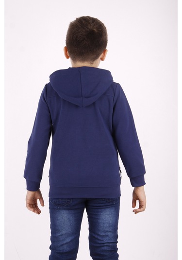 Toontoy Erkek Çocuk Cepli Fermuarlı Asimetrik Kesim Hırka Lacivert