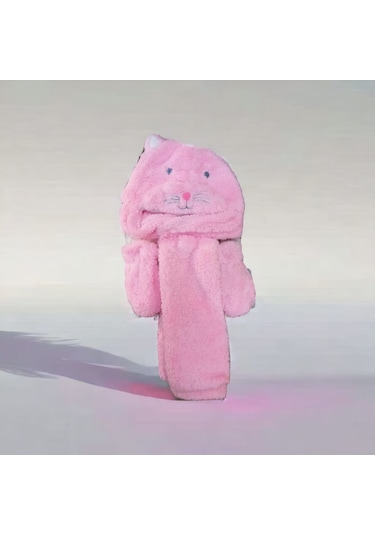 Kız Bebek Peluş  0-18 ay Kitti Atkı Bere Eldiven Takımı Pembe