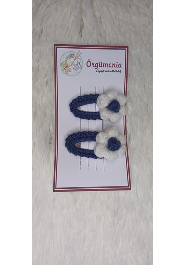 Amigurumi Toka - Çıtçıtlı El Örgüsü Toka 1 Çift Koyu Mavi