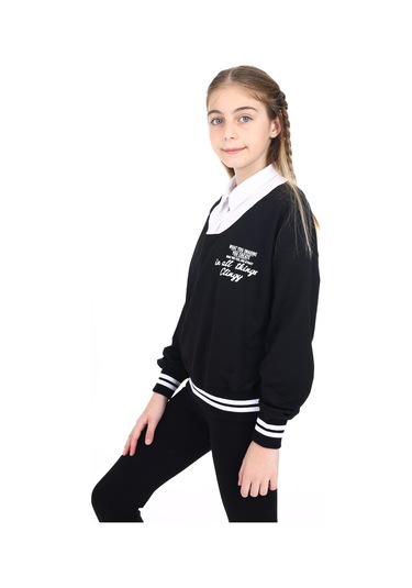 Toontoy Kız Çocuk Okul Sweatshirt Siyah