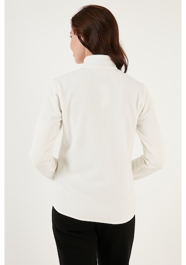 Lela Slim Fit Anti-Pilling Tüylenme Yapmayan Fermuarlı Cepli Hırka 2' Li Paket Bayan Polar 5907002S2 Ekru-Lacivert