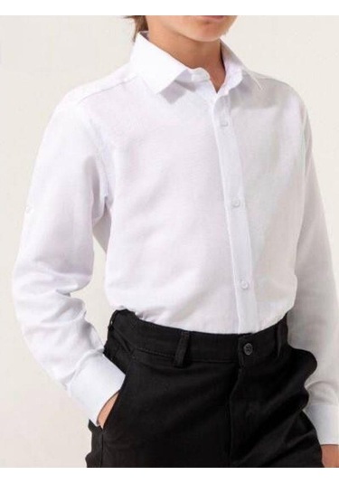 Erkek Çocuk Dik Yaka Gömlek-13846 Beyaz