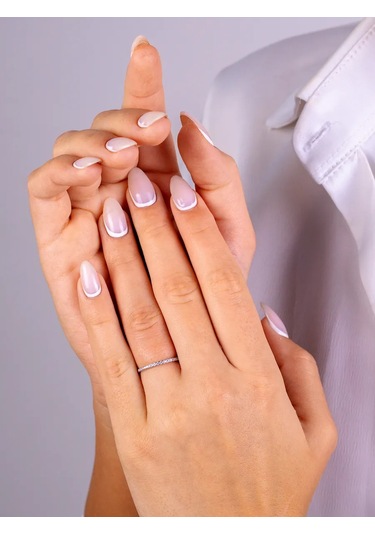 Torgovyj Dom Uvelir Holding İnce Gümüş Yollu Yüzük, Zirkon Taşlı, Parlak 348630720 Gümüş